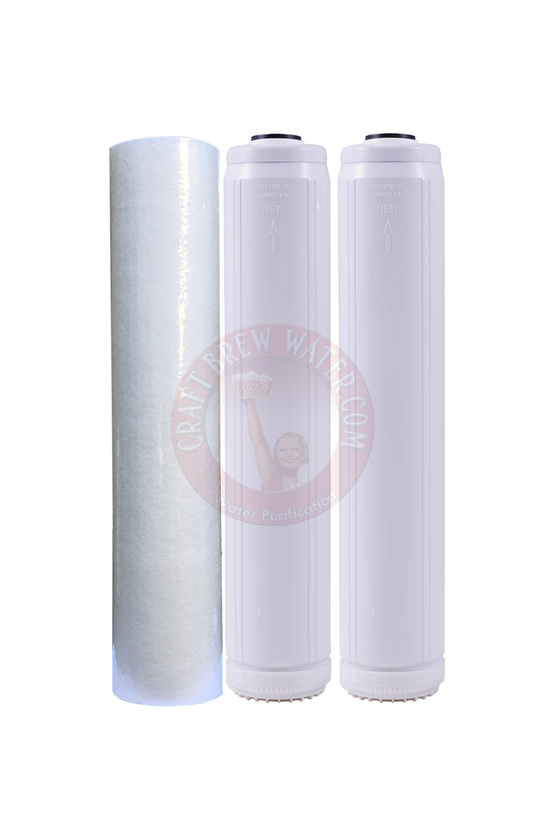 2.5" x 20" Filter Set with Gradulant Sediment Filter and 2 Carbon Block Filters