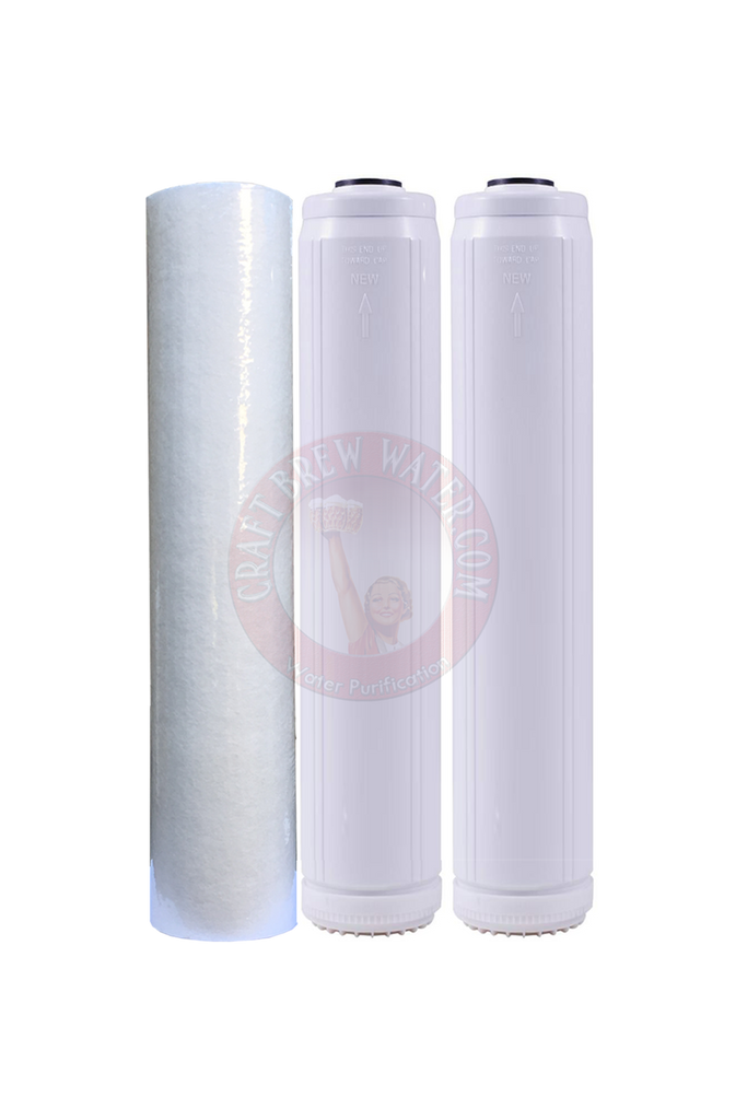 2.5" x 20" Filter Set with Gradulant Sediment Filter and 2 Chloramine Carbon Filters