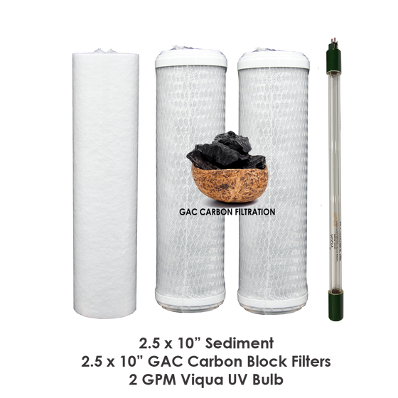 2.5 x 10" GAC Filter Set with 2.0 GPM Viqua UV Bulb